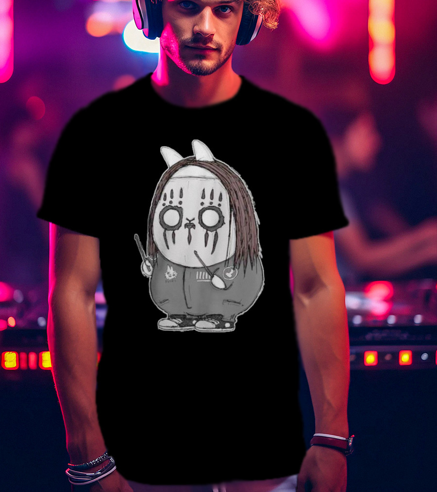 Joey Jordison Fuuki Bunny Drummer Character With Long Hair And Drumsticks T-Shirt