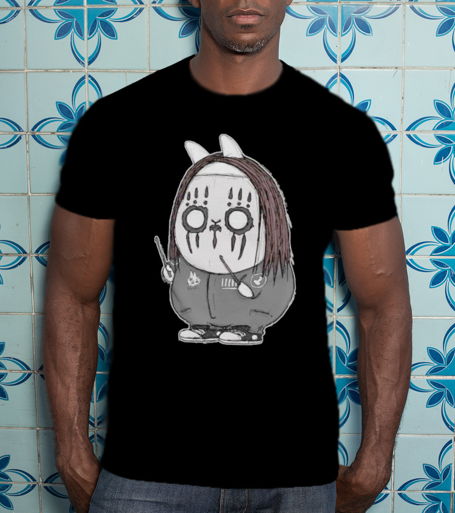 Joey Jordison Fuuki Bunny Drummer Character With Long Hair And Drumsticks T-Shirt