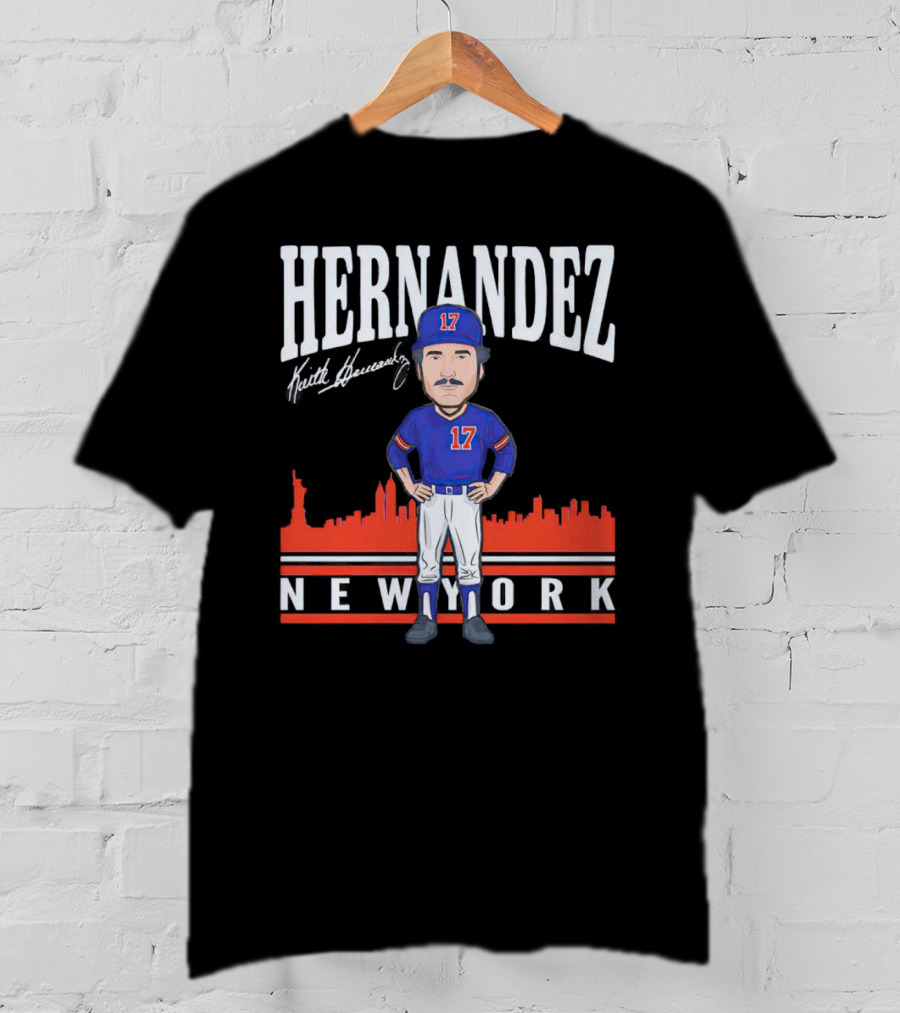 Hernandez Keith Hernandez Caricature New York 17 Signature T-Shirt