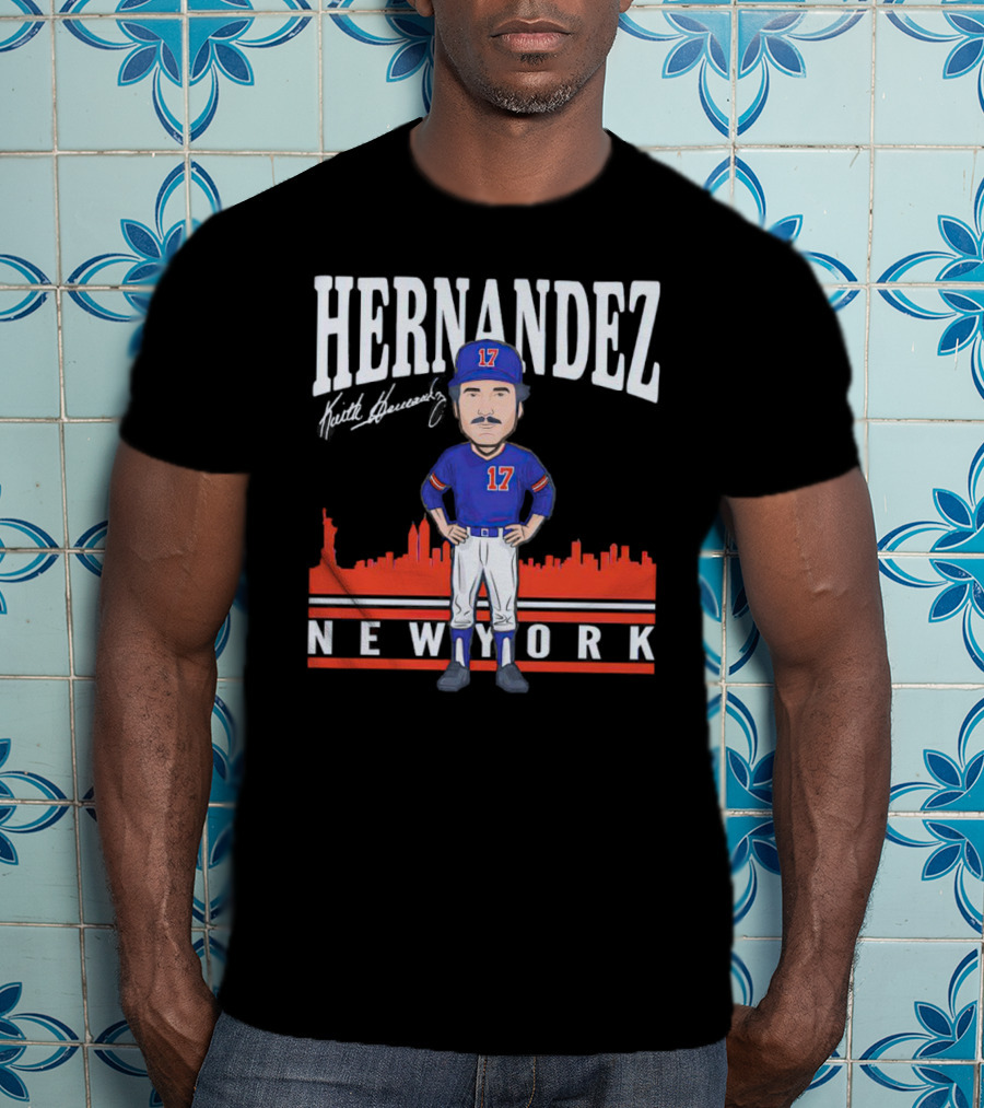 Hernandez Keith Hernandez Caricature New York 17 Signature T-Shirt