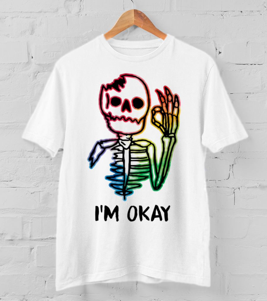 Skeleton Pride Gay Rainbow I'm Okay T-Shirt