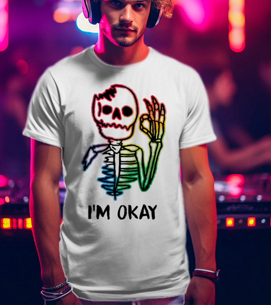 Skeleton Pride Gay Rainbow I'm Okay T-Shirt