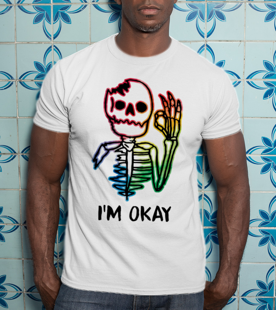 Skeleton Pride Gay Rainbow I'm Okay T-Shirt