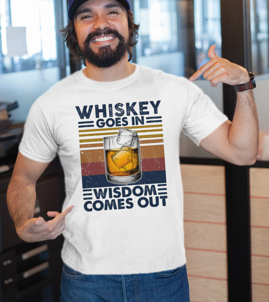 WHISKEY GOES IN WISDOM COMES OUT Retro Vintage Glass With Ice T-Shirt