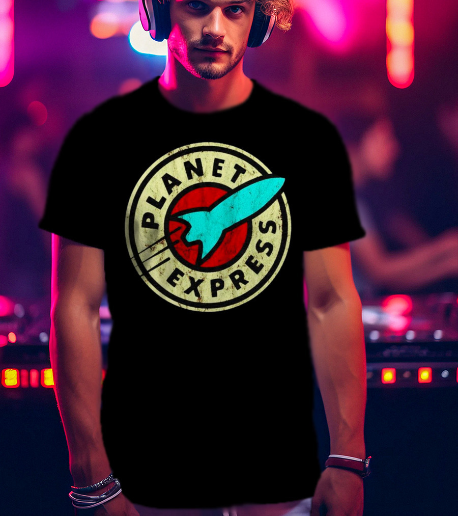 Futurama Retro Planet Express Vintage Rocket Emblem T-Shirt