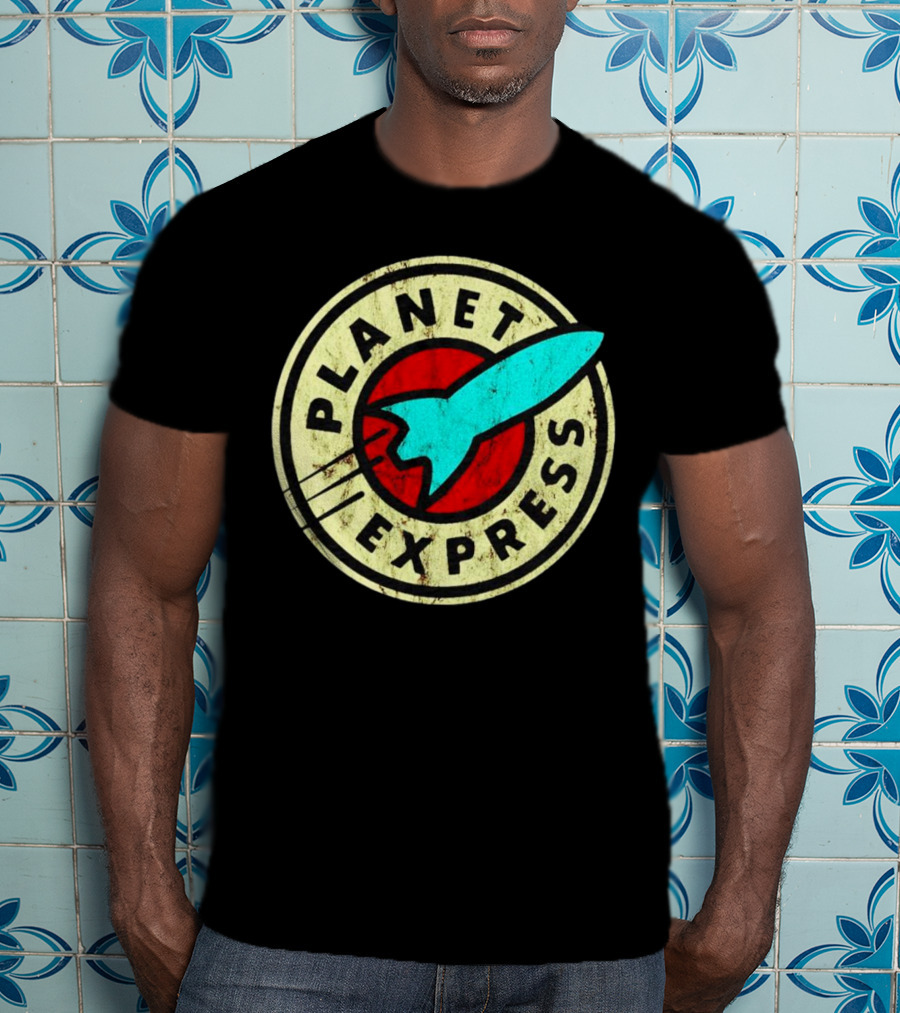 Futurama Retro Planet Express Vintage Rocket Emblem T-Shirt
