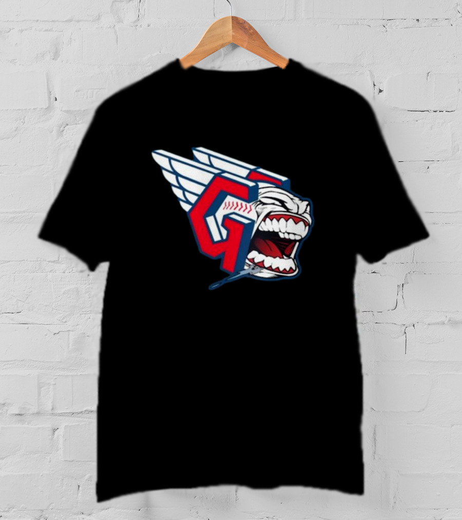 Cleveland Guardians Screaming G With Baseball Bat Wings T-Shirt