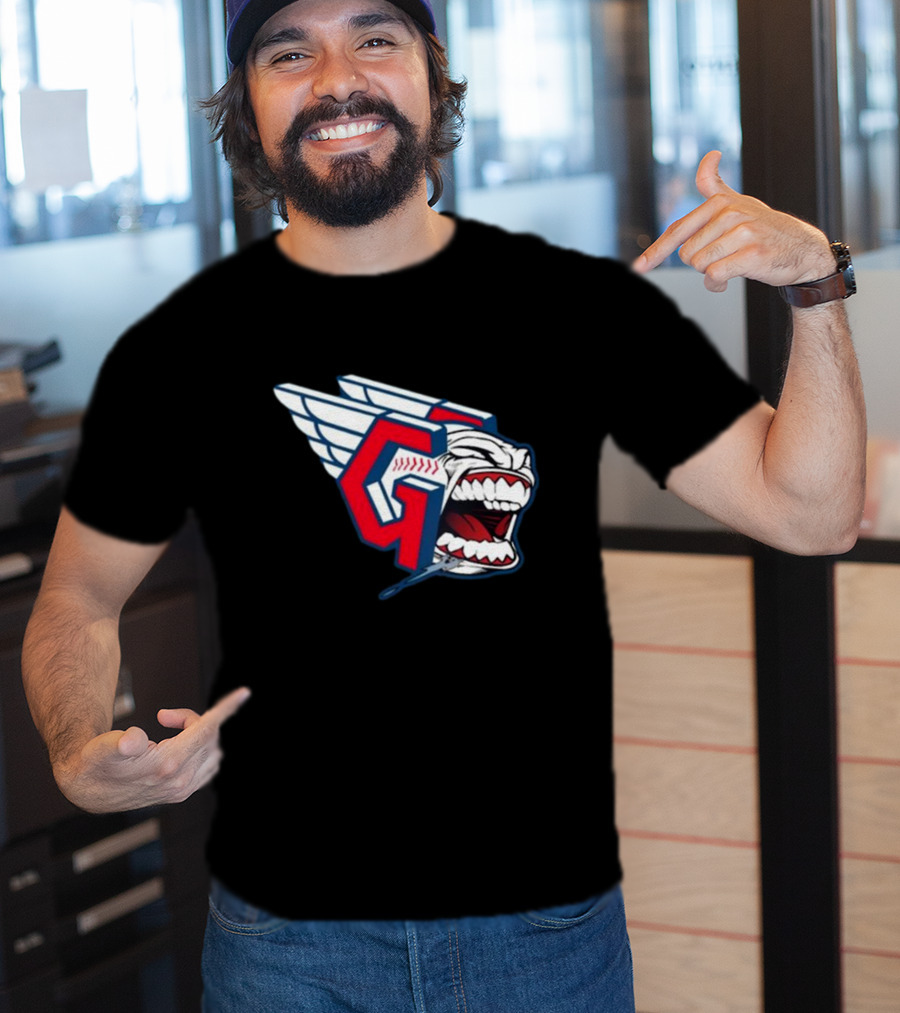 Cleveland Guardians Screaming G With Baseball Bat Wings T-Shirt