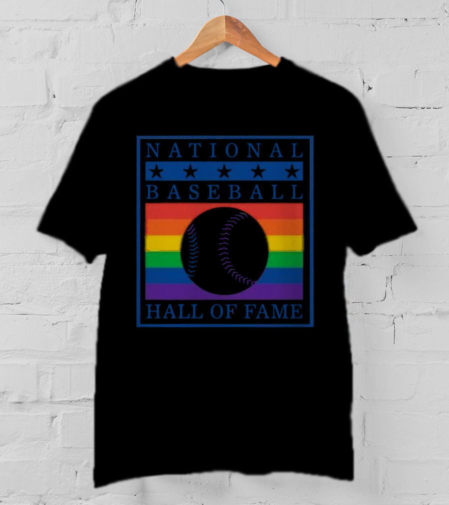 National Baseball Hall Of Fame Rainbow Pride Emblem T-Shirt