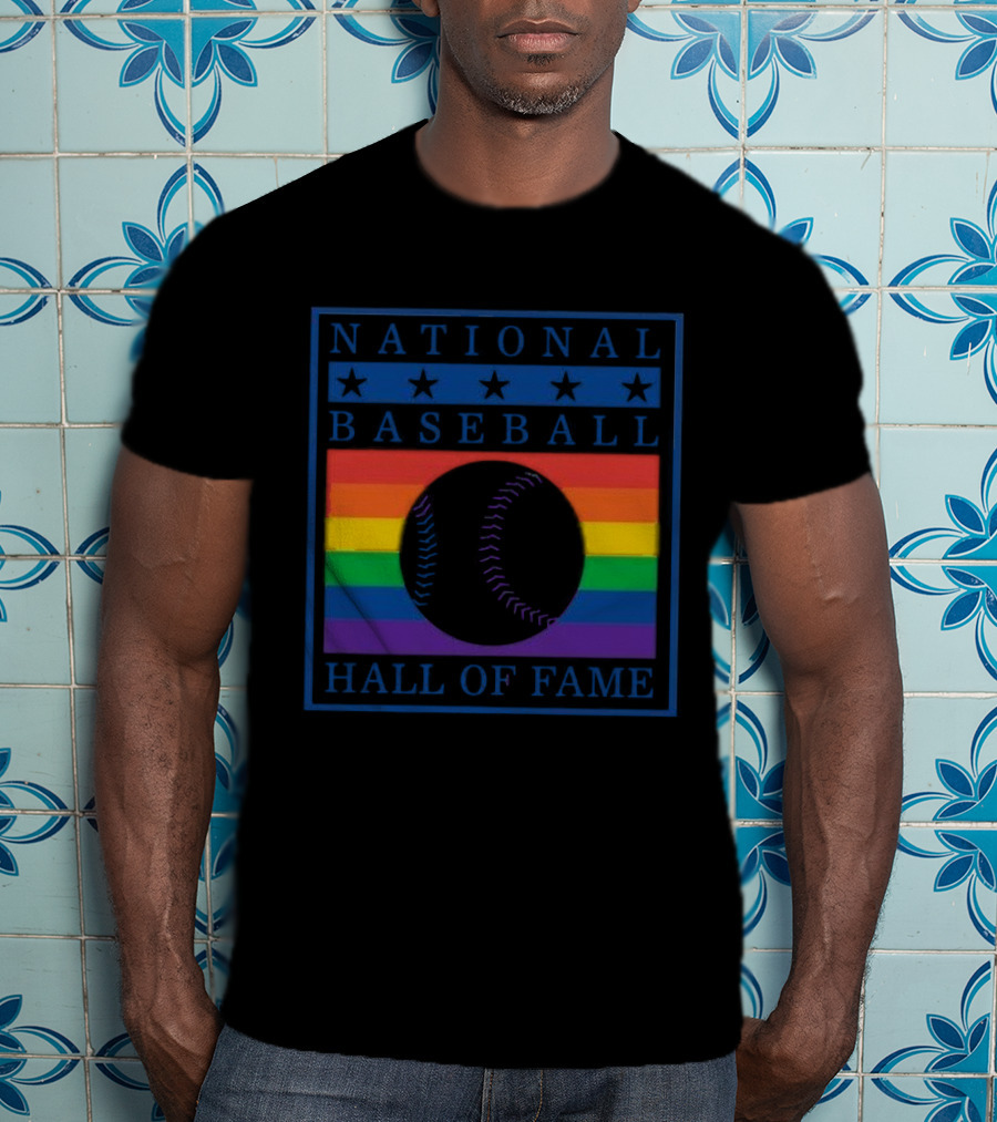 National Baseball Hall Of Fame Rainbow Pride Emblem T-Shirt