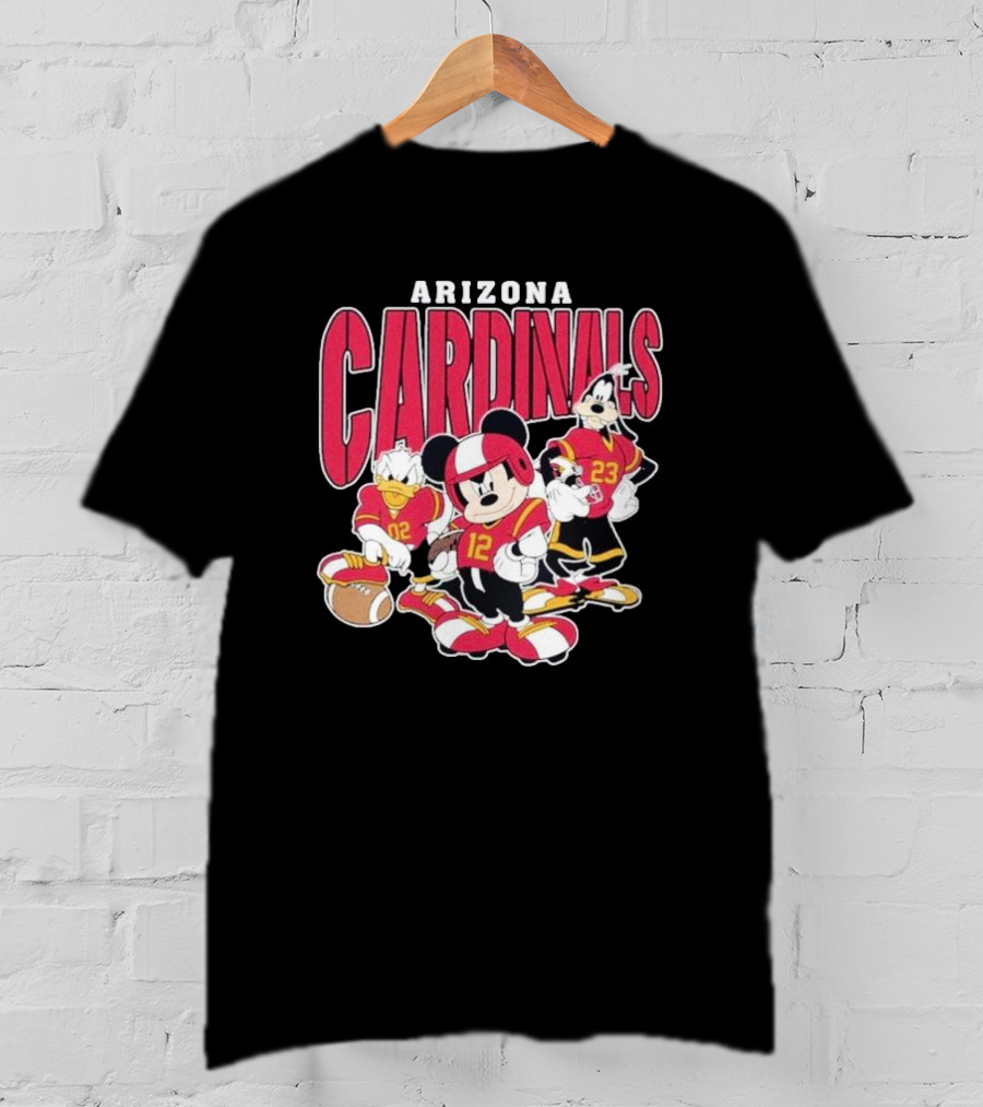 Arizona Cardinals Mickey Donald Duck Goofy Football Team T-Shirt