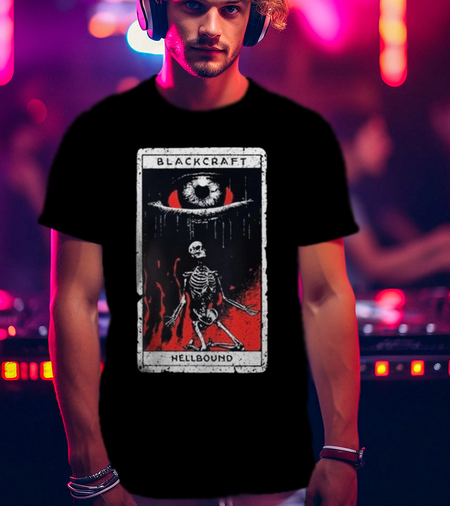 Blackcraft Cult Hellbound Tarot Skeleton Eye Flames T-Shirt