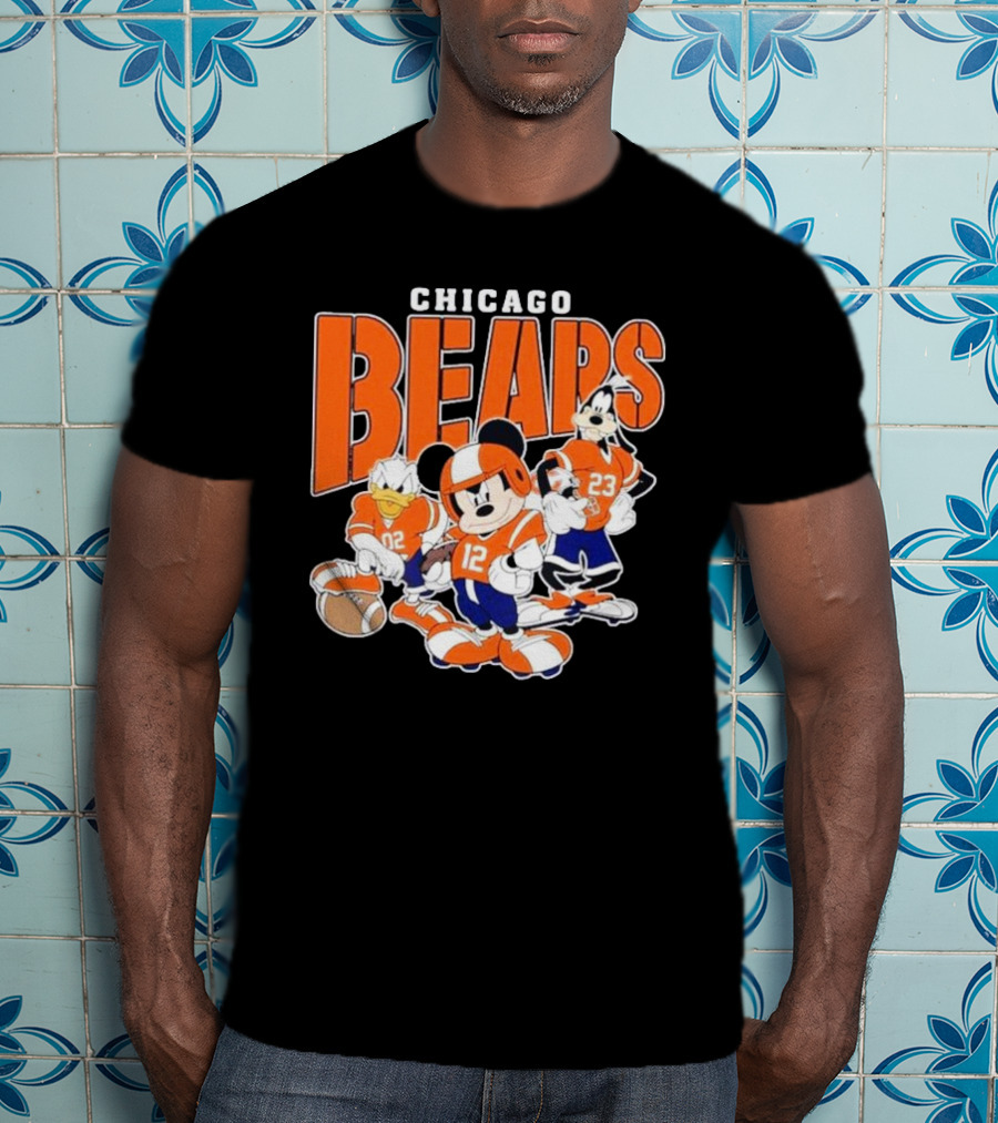 Chicago Bears Mickey Donald Goofy Football Team T-Shirt