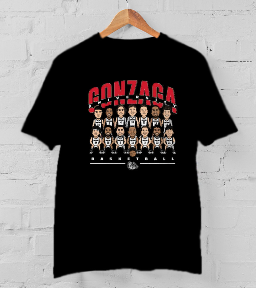 Gonzaga University Basketball Team Caricature With Bulldog T-Shirt
