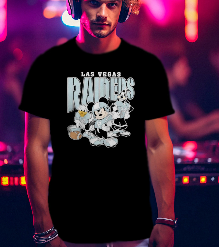 Las Vegas Raiders Mickey Mouse Donald Duck Goofy Football Team T-Shirt