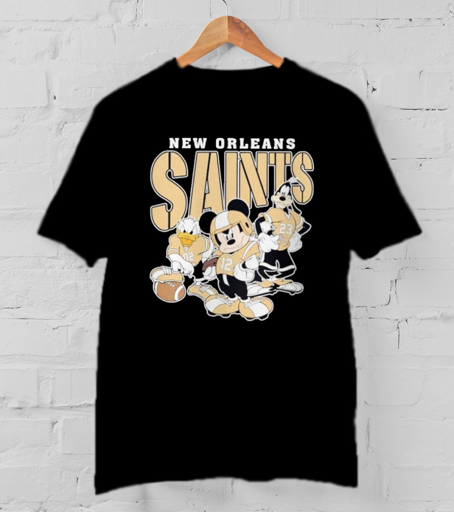 New Orleans Saints Mickey Donald Duck Goofy Football Team T-Shirt