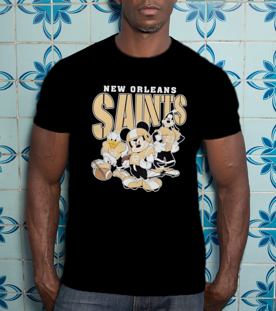 New Orleans Saints Mickey Donald Duck Goofy Football Team T-Shirt