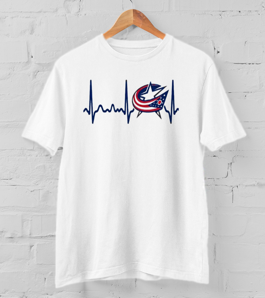 Columbus Blue Jackets Heartbeat Hockey T-Shirt