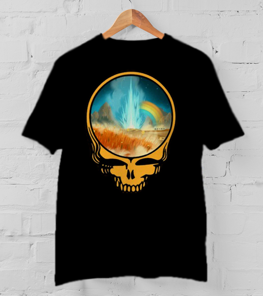 Grateful Dead Skull With Psychedelic Landscape And Rainbow T-Shirt