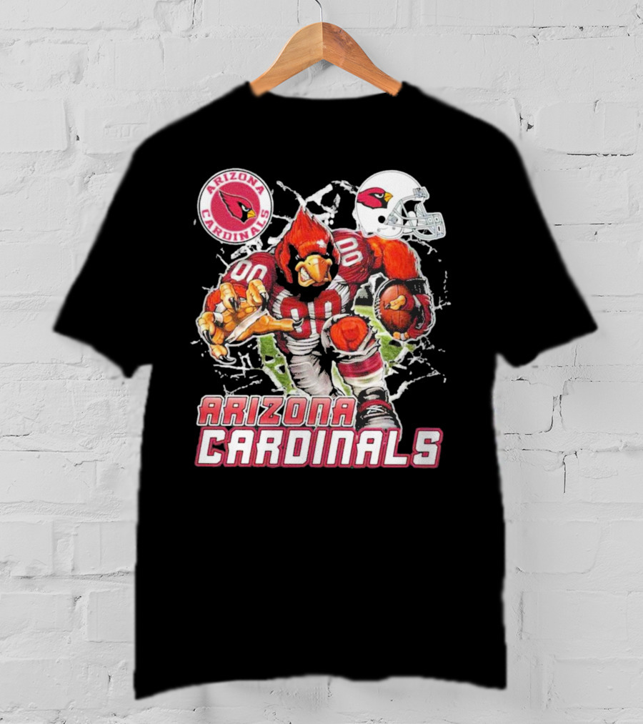 Arizona Cardinals Mascot Breaking Through Wall Vintage Football Helmet T-Shirt