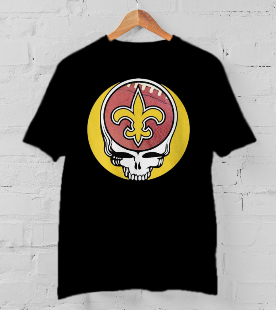New Orleans Saints Grateful Dead Skull Logo Football T-Shirt