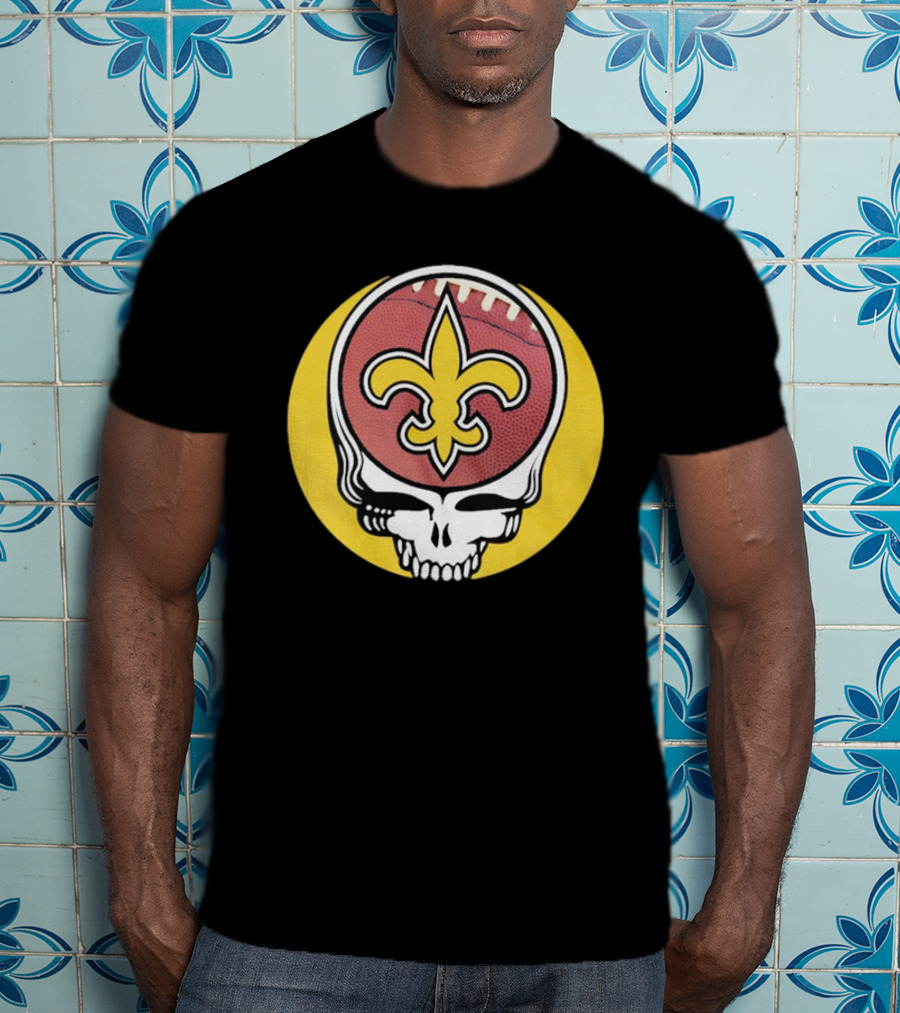 New Orleans Saints Grateful Dead Skull Logo Football T-Shirt