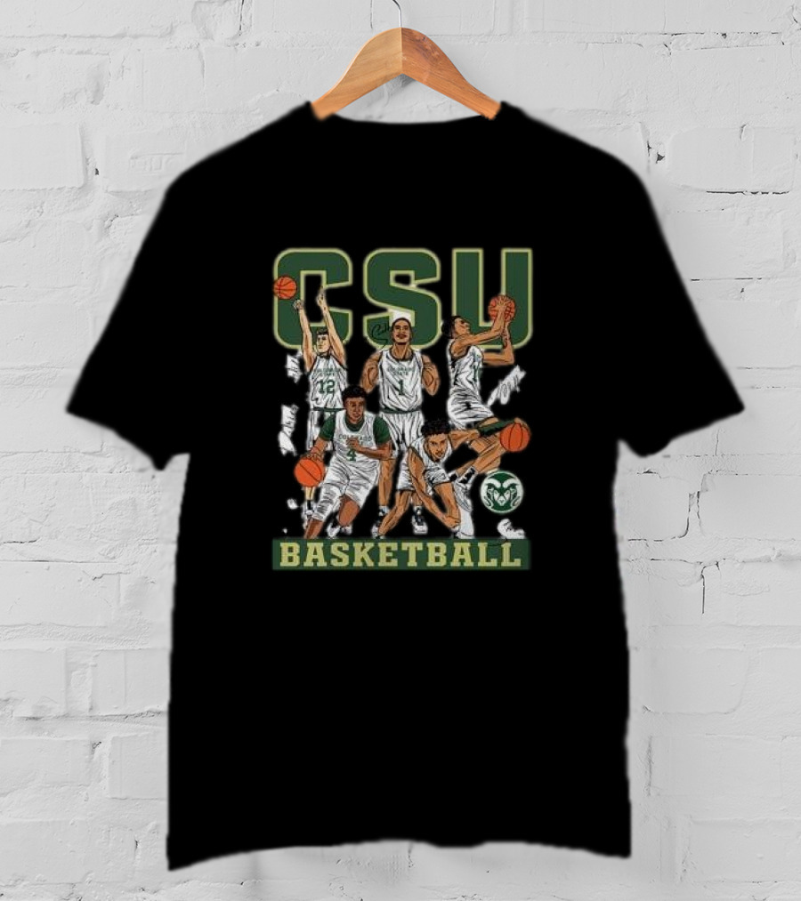 CSU Basketball Starting Five Action Illustration Colorado State NCAA Team T-Shirt