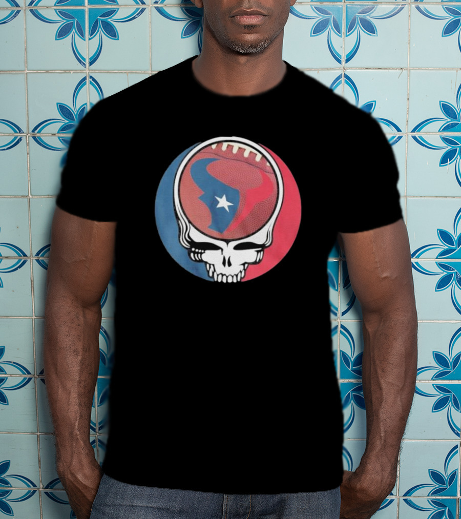 Original Houston Texans Grateful Dead Football Skull T-Shirt