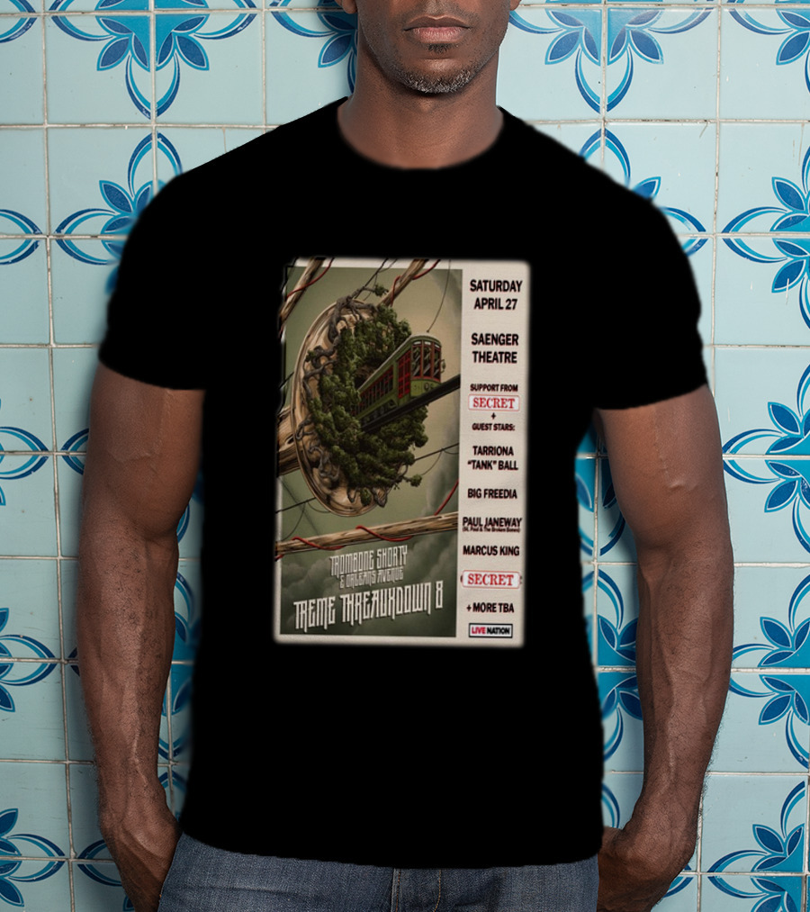 Trombone Shorty And Orleans Avenue Treme Threauxdown 8 Saenger Theatre April 27 With Tarriona Tank Ball And Big Freedia T-Shirt