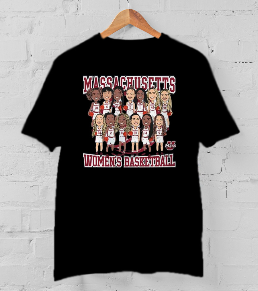 Massachusetts UMass Women's Basketball Team Caricature T-Shirt