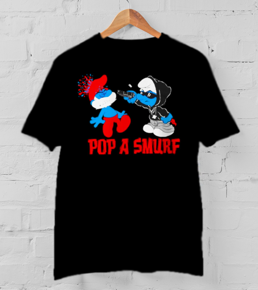 Pop A Smurf Gangster Smurf With Spray Can Urban T-Shirt