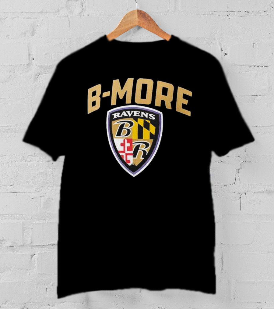 B-MORE Baltimore Ravens Logo Shield Ravens B R T-Shirt