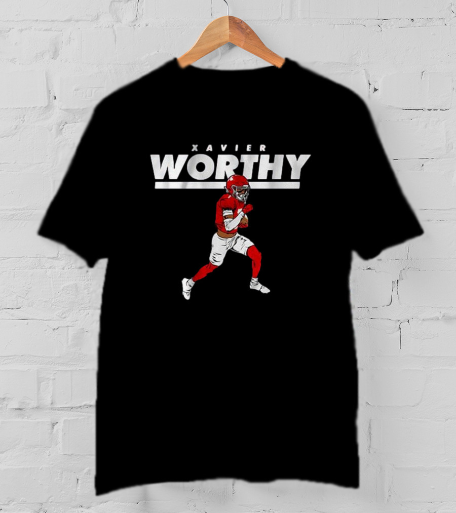 Xavier Worthy Football Illustration We’re Not Worthy T-Shirt