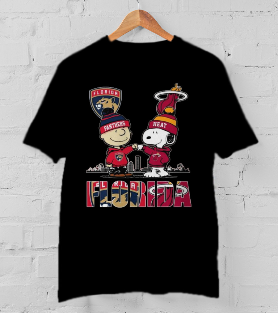Florida Panthers Miami Heat Charlie Brown Snoopy Proud Florida T-Shirt