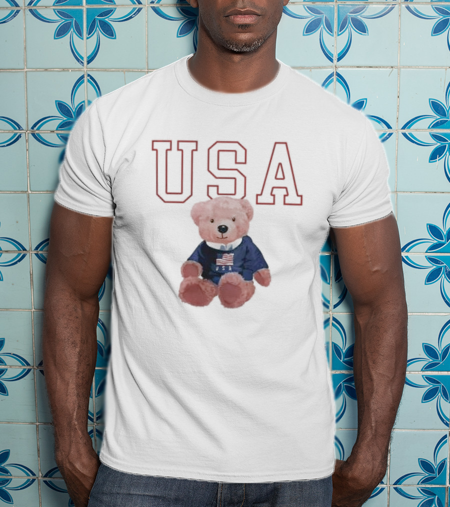 USA Patriotic Bear Plush With American Flag T-Shirt