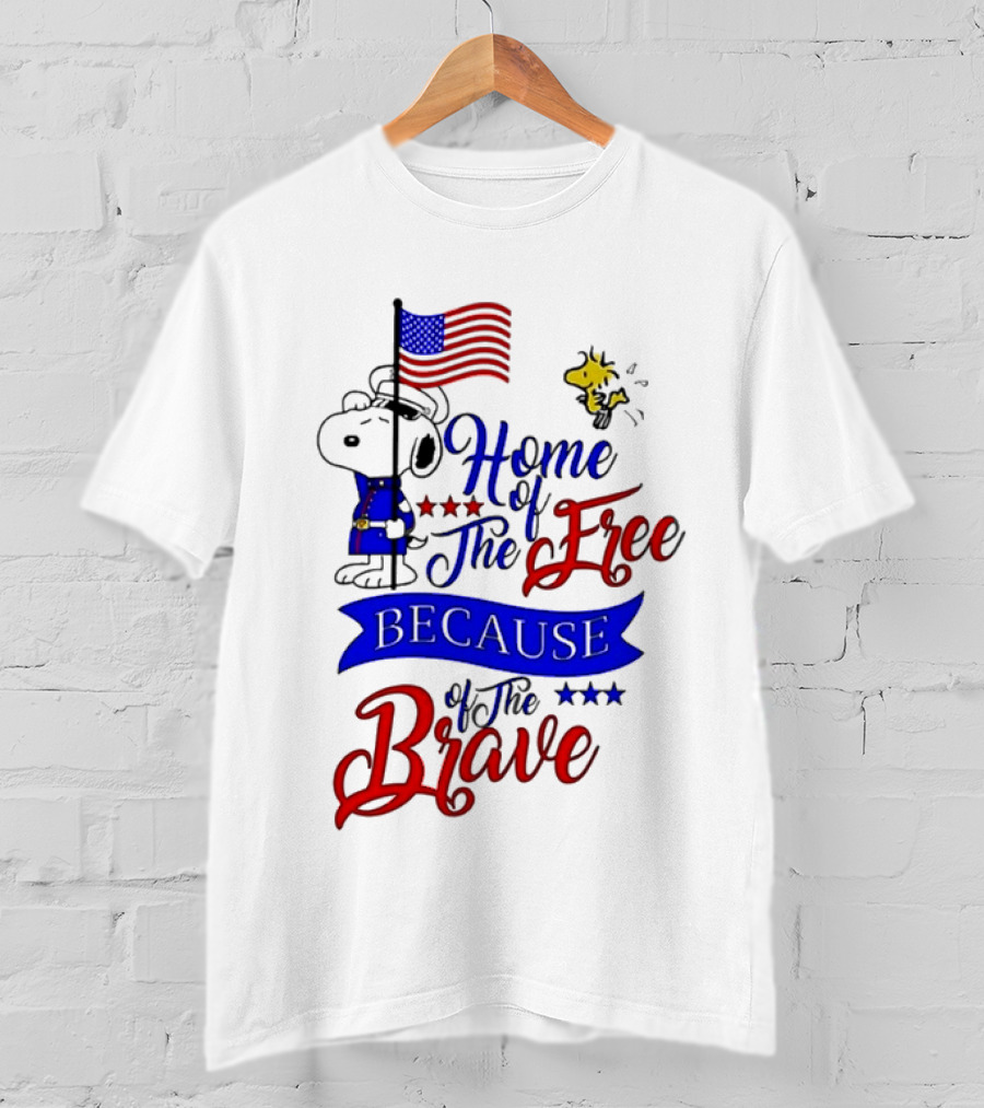 Snoopy Home Of The Free Because Of The Brave Independence Day T-Shirt