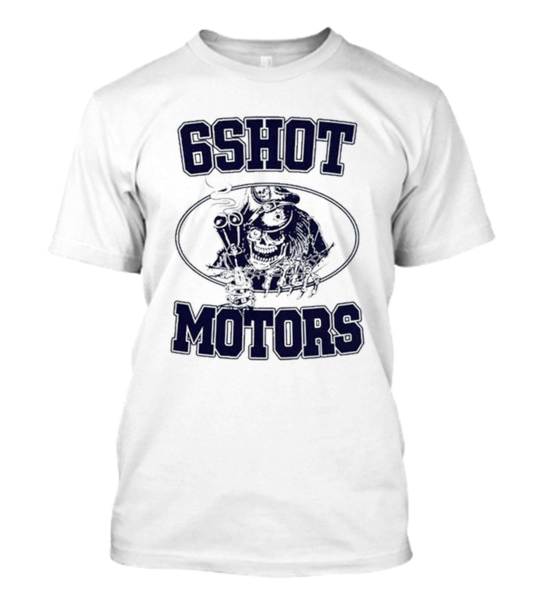 6Shot Motors Smoking Skull With Guns T-Shirt