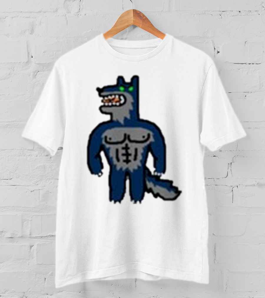 Timberwolves Buff Wolf Strong Muscular Cartoon Character T-Shirt