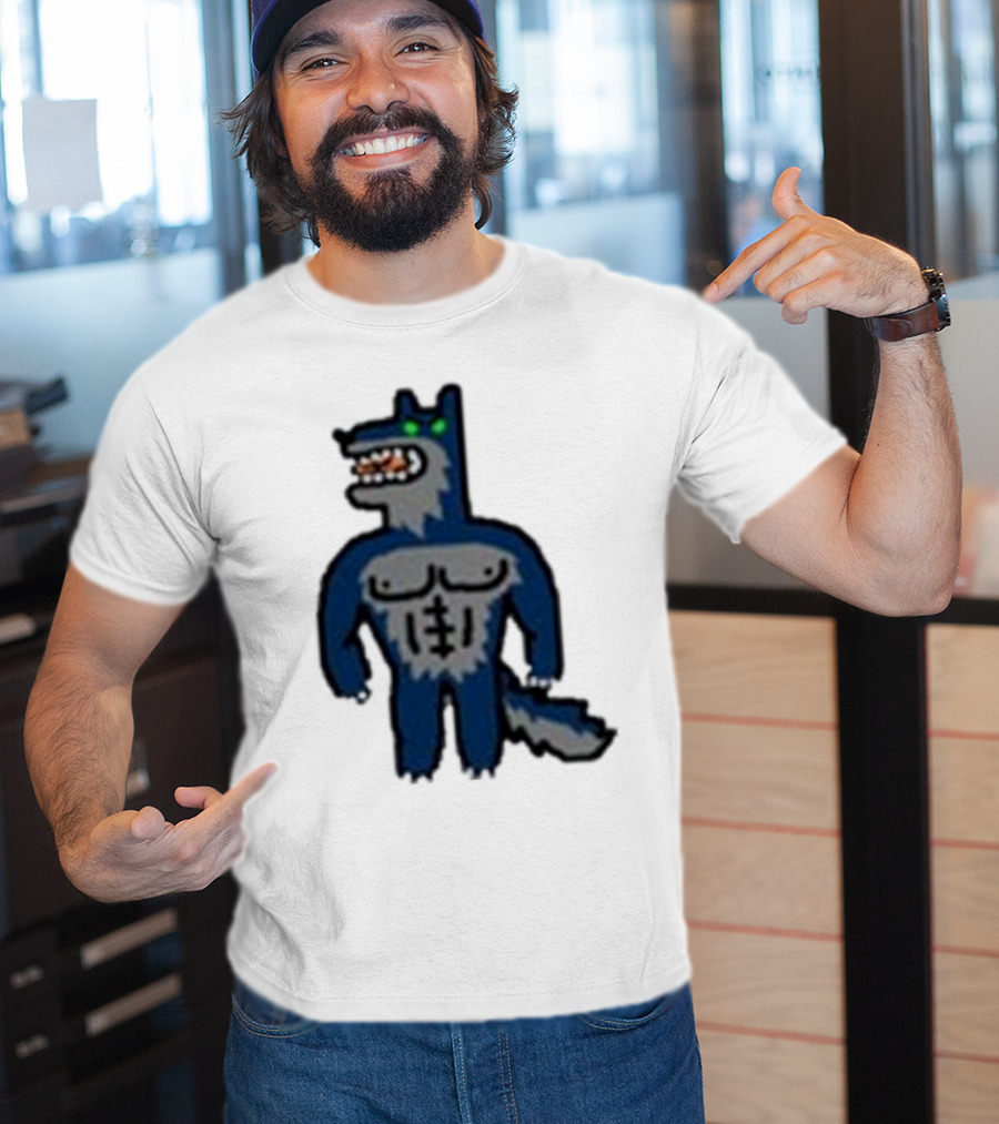 Timberwolves Buff Wolf Strong Muscular Cartoon Character T-Shirt