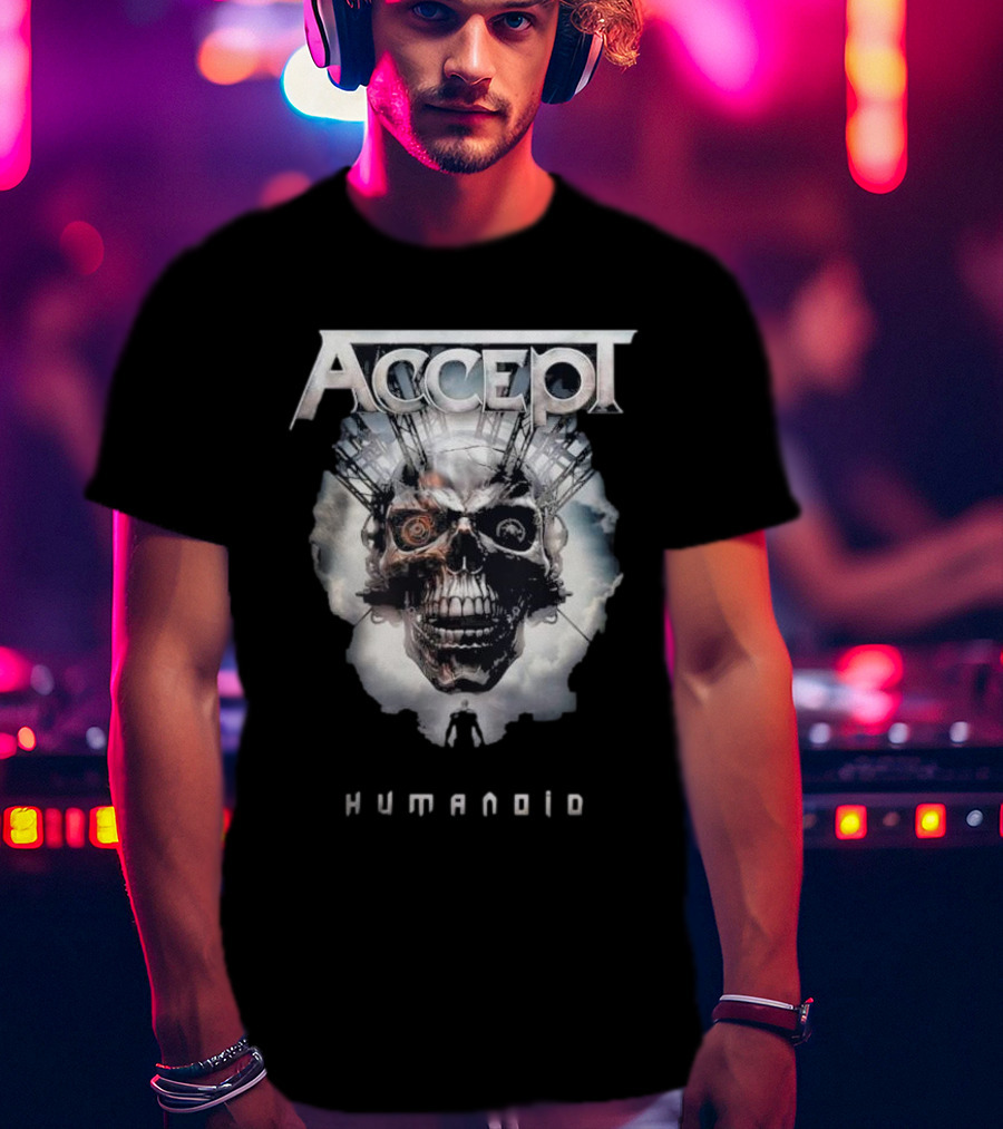 Accept Humanoid Skull Cybernetic T-Shirt