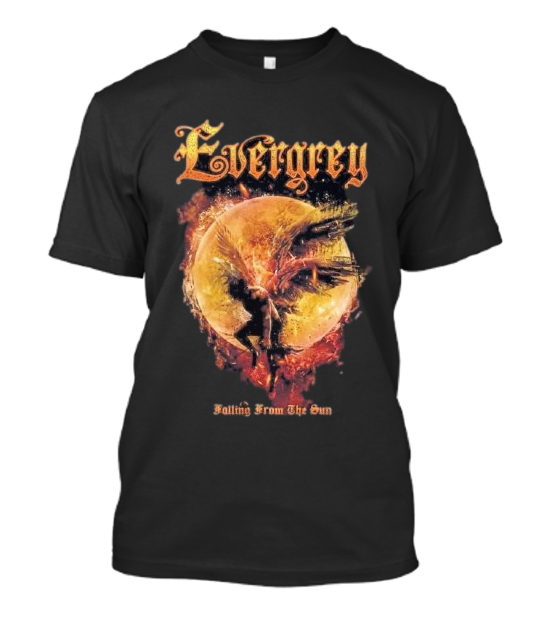 Evergrey Falling From The Sun Celestial Figure And Fiery Orb T-Shirt