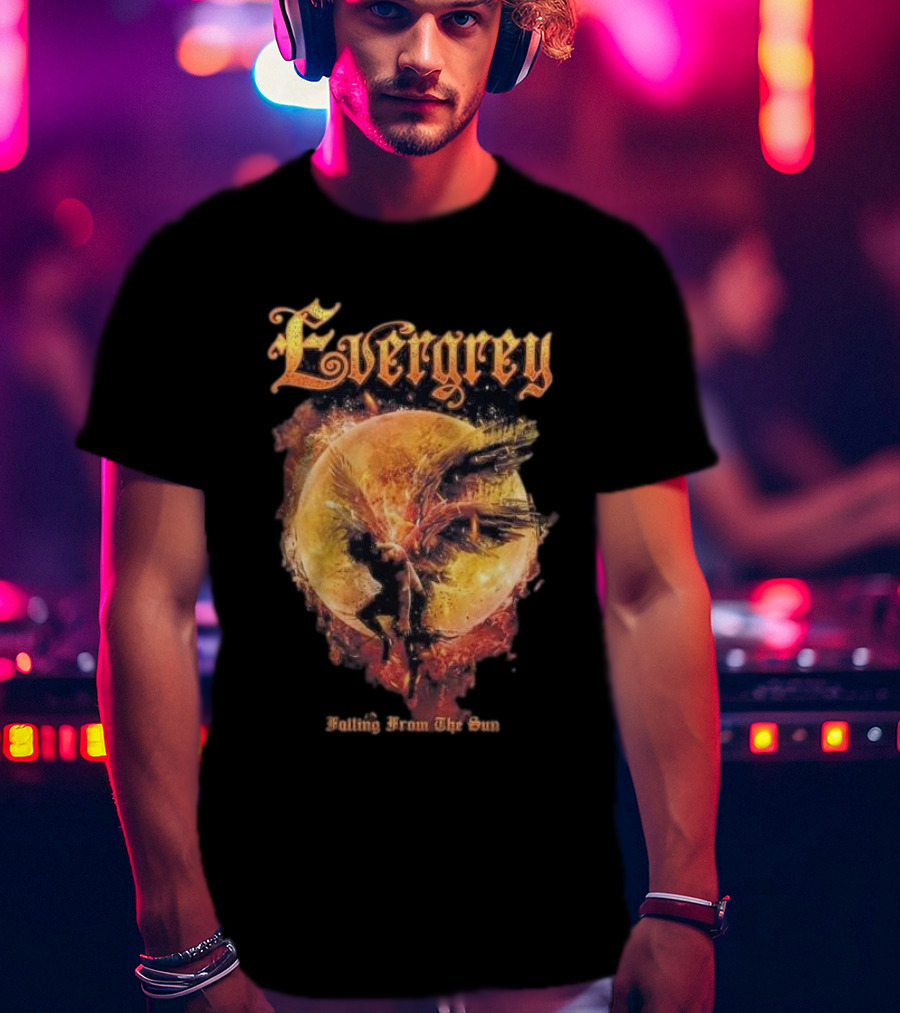 Evergrey Falling From The Sun Celestial Figure And Fiery Orb T-Shirt