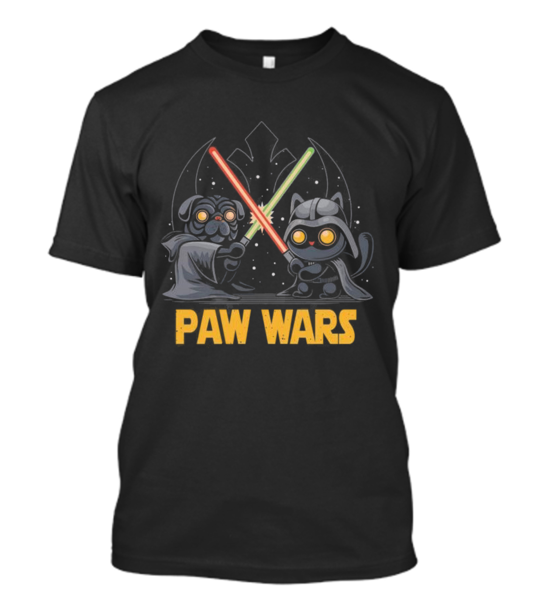 Star Wars Paw Wars Cat And Dog Jedi Battle T-Shirt