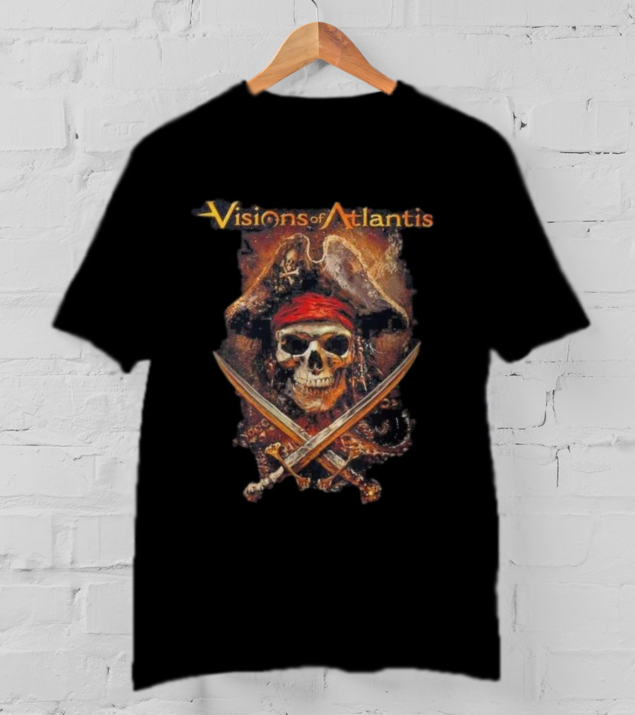 Visions Of Atlantis Skull Pirate With Crossed Swords And Hat T-Shirt