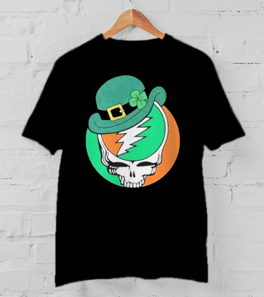 Happy St. Patrick’s Dead And Company Limited Skull In Shamrock Hat With Lightning Bolt T-Shirt