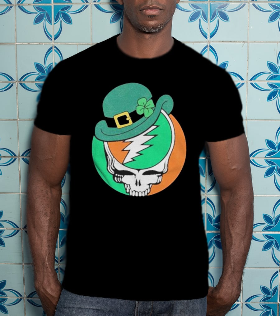 Happy St. Patrick’s Dead And Company Limited Skull In Shamrock Hat With Lightning Bolt T-Shirt