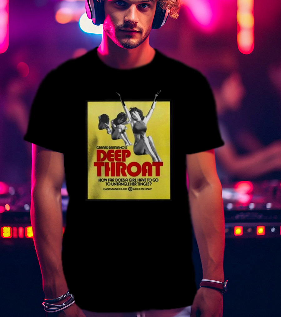 Gerard Damiano’s Deep Throat How Far Does A Girl Have To Go To Untangle Her Tingle? Eastmancolor Adults Only T-Shirt