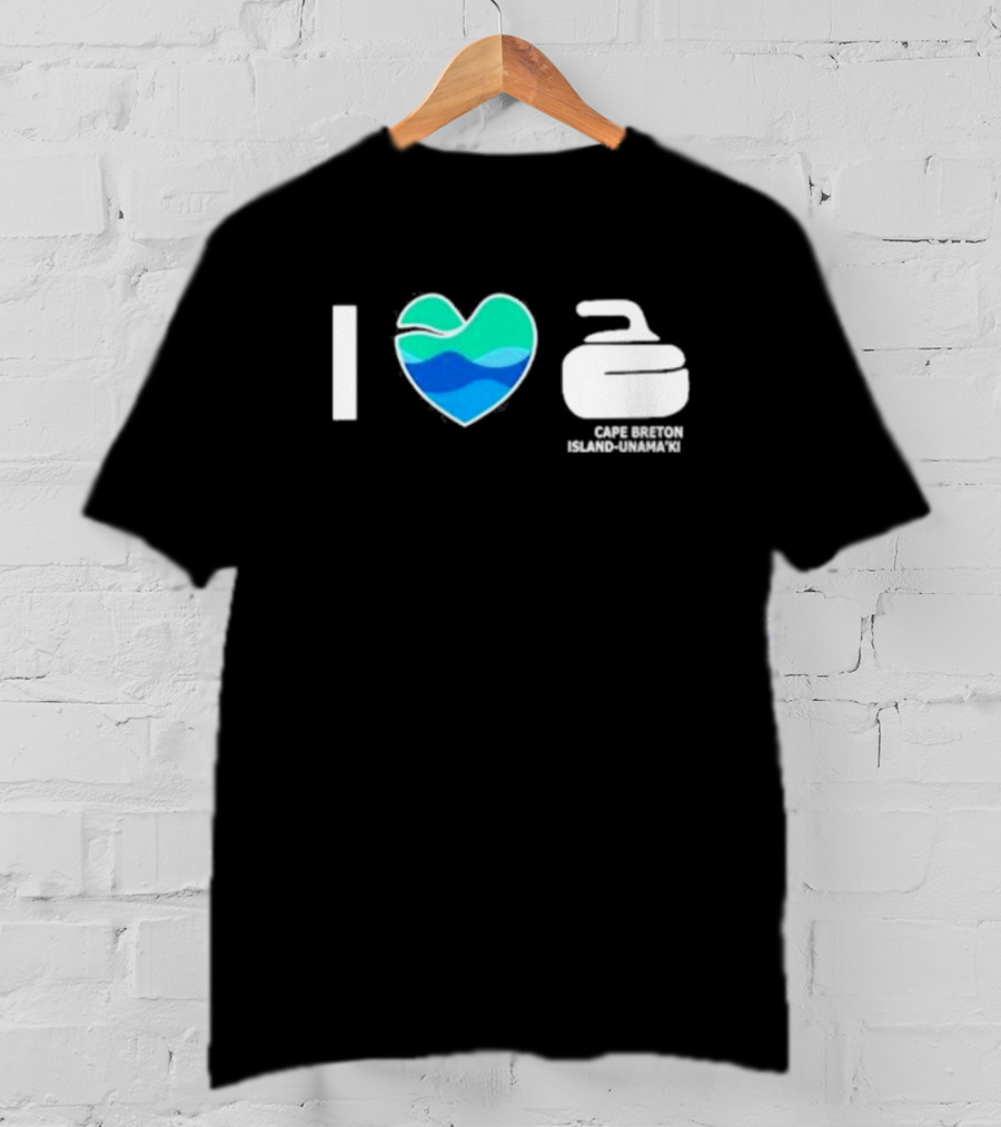 I Love Curling Cape Breton Island Unama'ki Heart Curling Stone T-Shirt