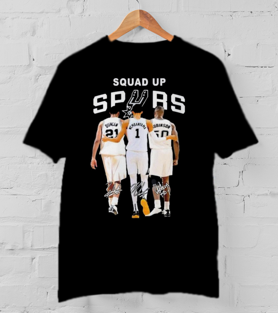 SQUAD UP SAN ANTONIO SPURS DUNCAN WEMBANYAMA ROBINSON SIGNATURES T-Shirt