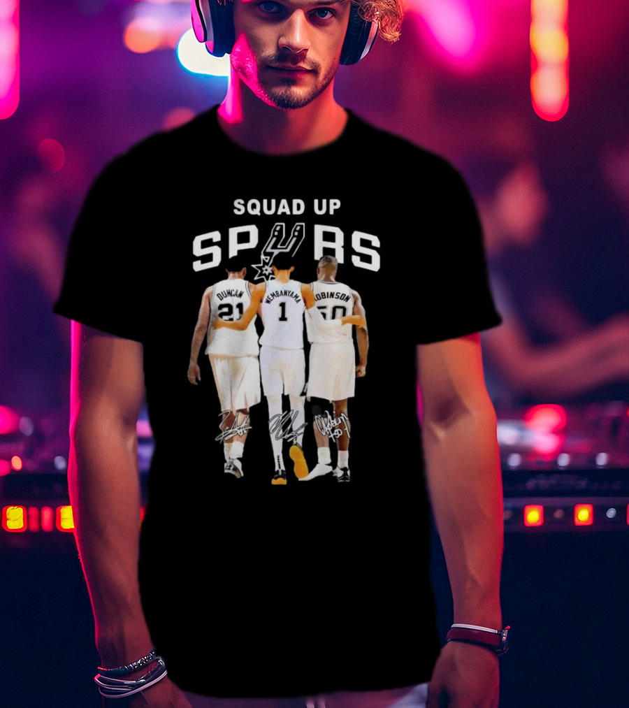SQUAD UP SAN ANTONIO SPURS DUNCAN WEMBANYAMA ROBINSON SIGNATURES T-Shirt